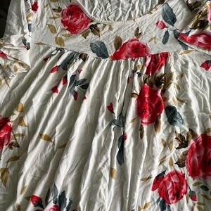 Cathy Floral blouse with Red and White